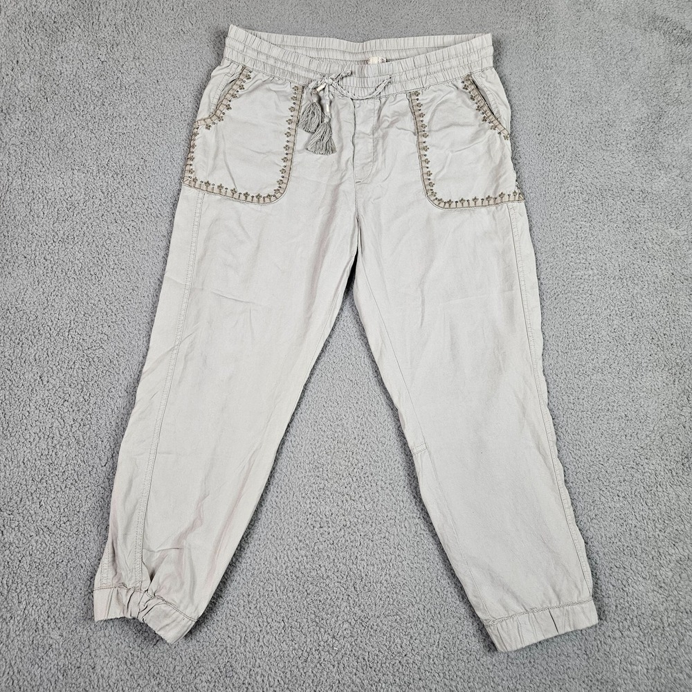 HEI HEI Women's Pull on light gray Studded pockets tassel pant Size L